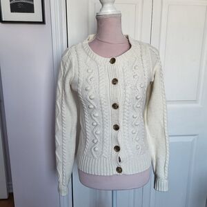 Aerie Elegant Cream Cable Knit Cardigan sz S